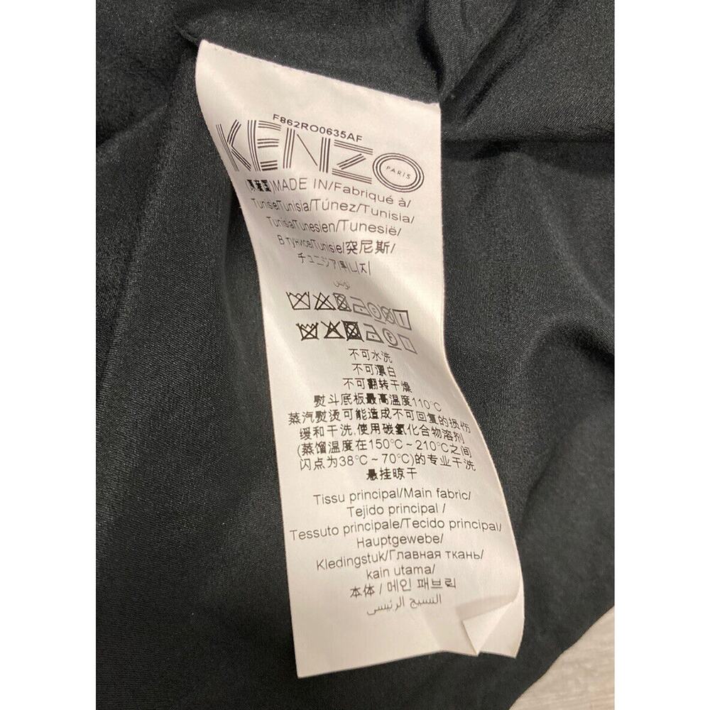 KENZO Blue Black Wool Cable Knit Layered Mixed Media Pleated Crepe Dress Size XS - Picture 5 of 6
